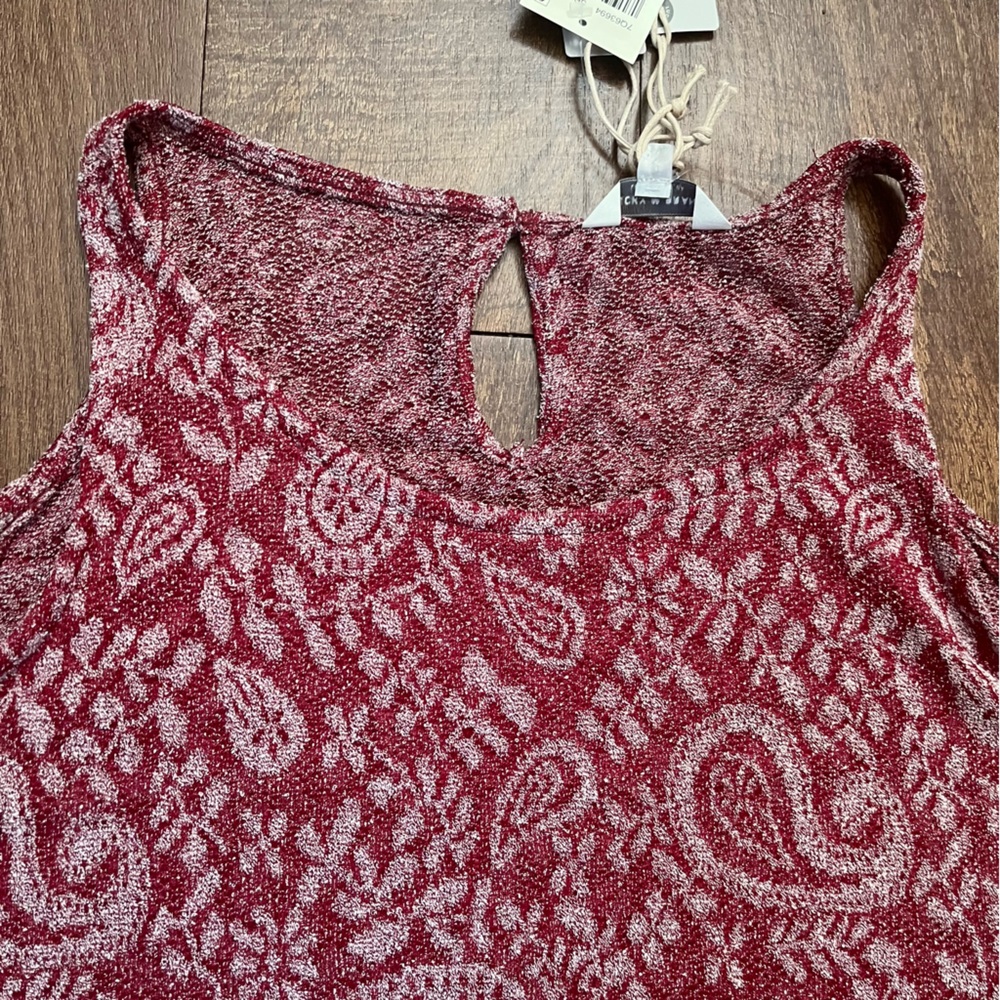 NWT lucky brand high low bell sleeve blouse top shirt women Sz 1X red white - Picture 7 of 10